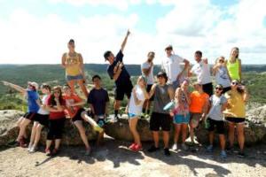 Cynthia Ann Parker College of Liberal Arts student group photo on hiking trail